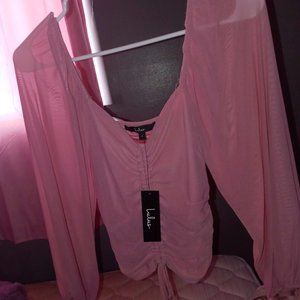 Lulus Completely Charmed Mauve Pink Ruched Long Sleeve Crop Top